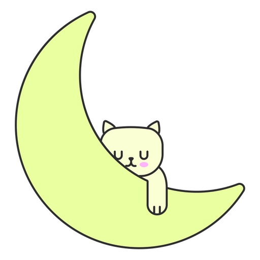 A kitty sleeping on the moon PNG Design