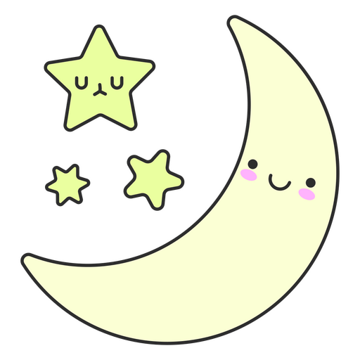 Stars and moon at midnight PNG Design