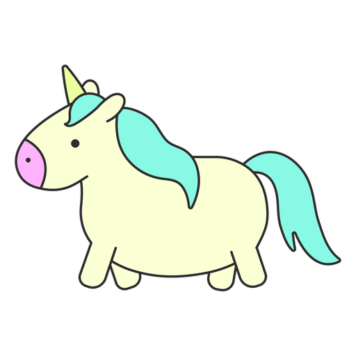 Kleines Einhorn mit grünem Schwanz PNG-Design