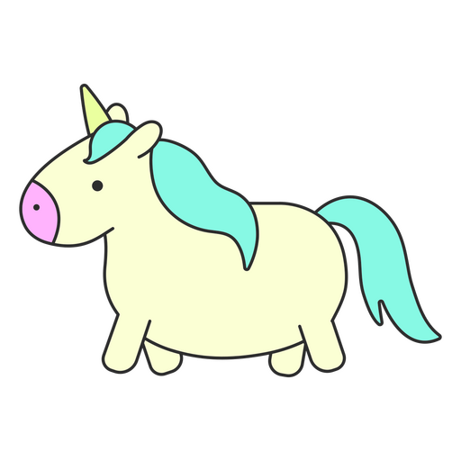 Pequeño unicornio de cola verde Diseño PNG