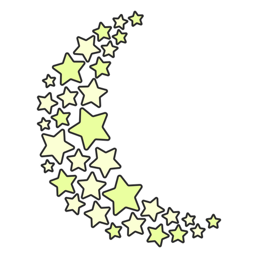 Meia lua feita de estrelas Desenho PNG