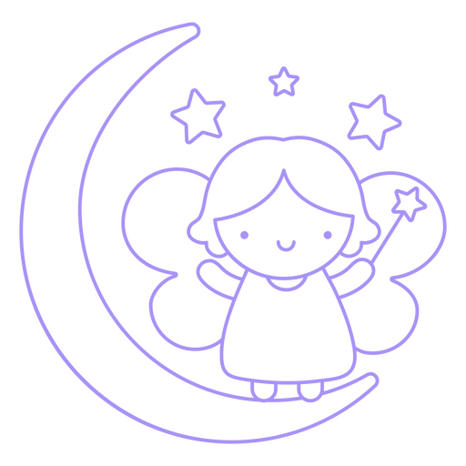 Cute angel on the moon PNG Design