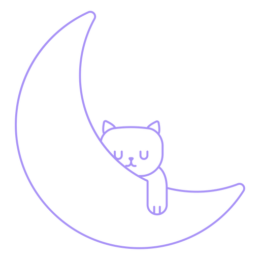 Lindo gatito durmiendo en la luna Diseño PNG