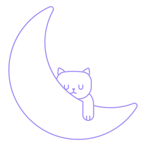 Nettes Kätzchen, das auf dem Mond schläft PNG-Design