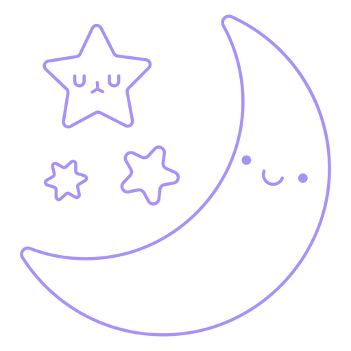 Estrellas y luna en sueños. Diseño PNG