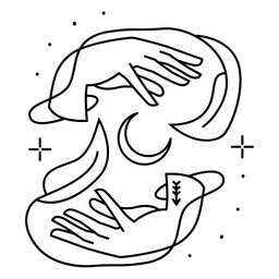 Hands encircling the moon PNG Design