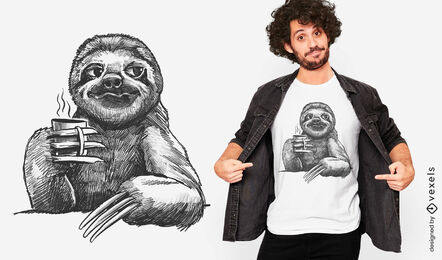 Faultierkaffee handgezeichnetes T-Shirt-Design