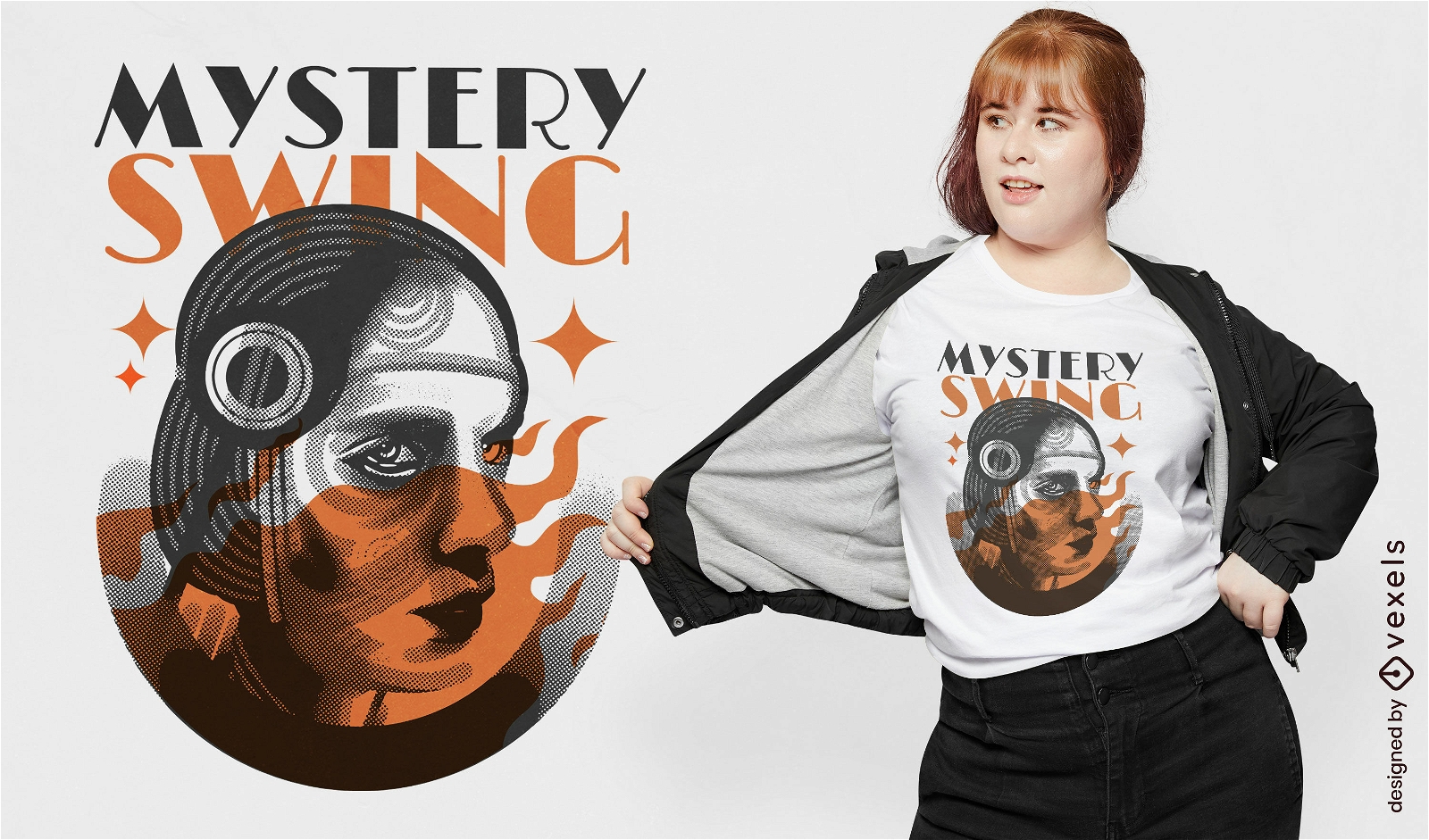 Art deco mystery woman t-shirt design