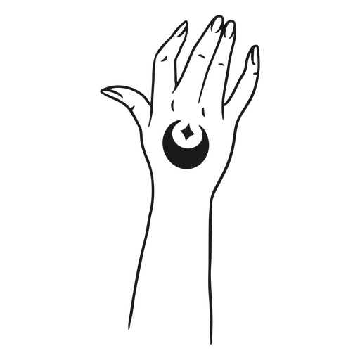 Moon design on a hand PNG Design