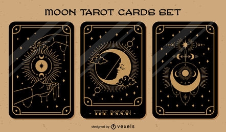 Conjunto de fantasía de astrología de cartas de tarot de luna