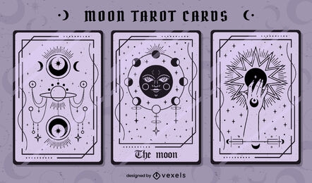 Conjunto mágico de astrología de cartas del tarot de la luna