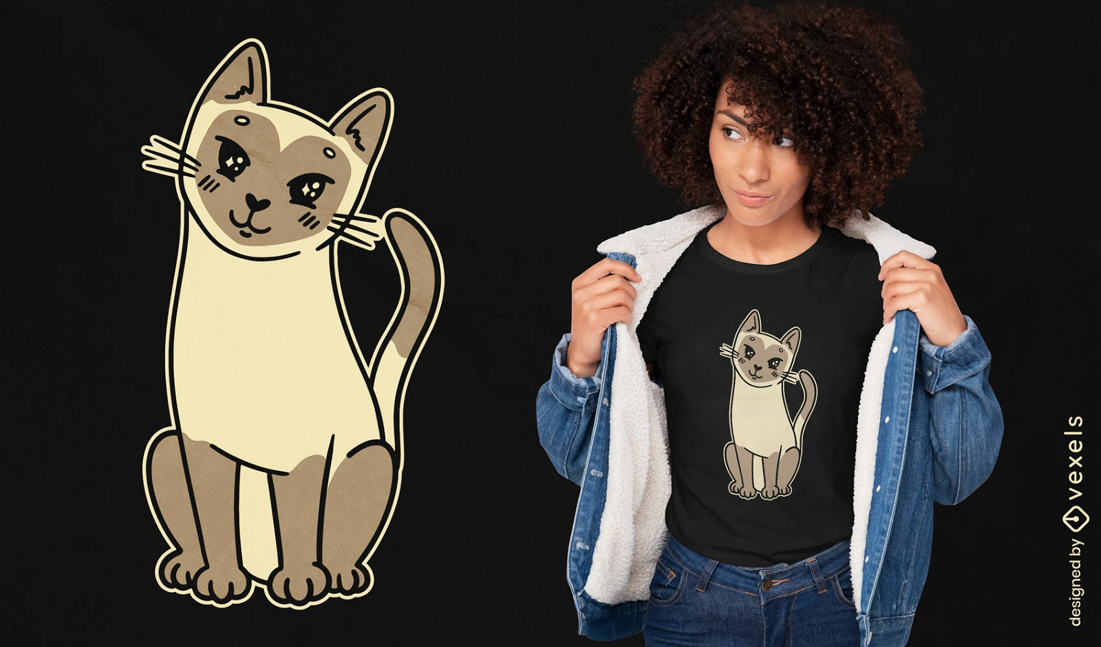 Lindo diseño de camiseta de gato siamés