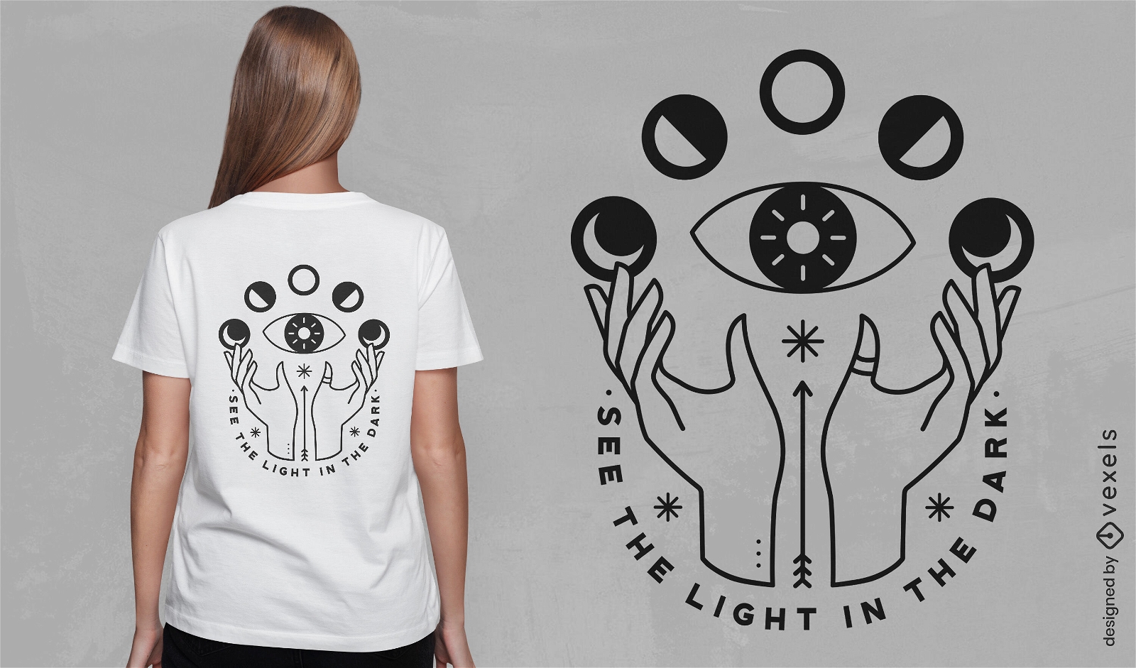 Sehen Sie das Licht im dunklen esoterischen T-Shirt-Design