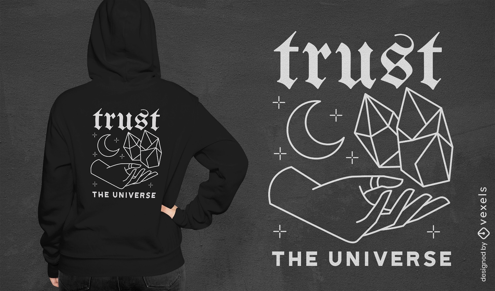 Confie no design esotérico de camiseta do universo