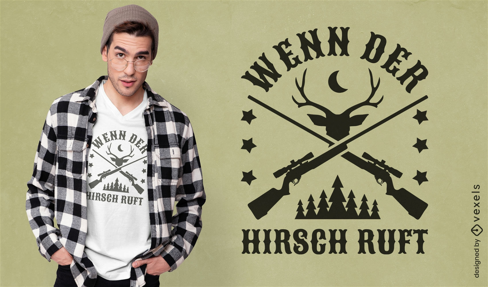 Design de camiseta de silhueta de veado de caça