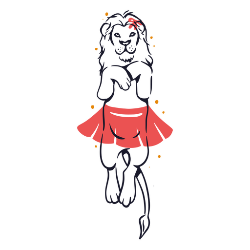 Leão em um tutu vermelho Desenho PNG