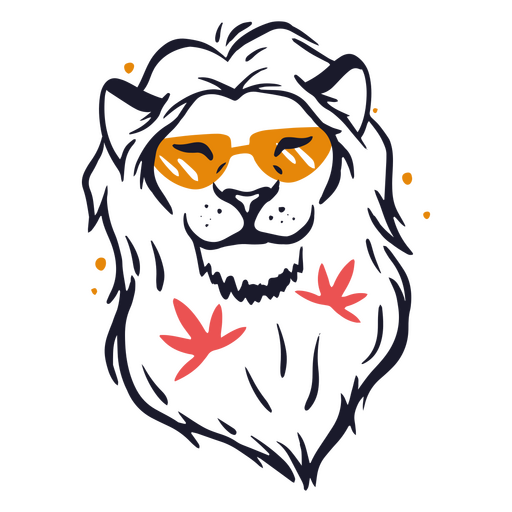 Fashion lion with yellow eyeglasses PNG Design