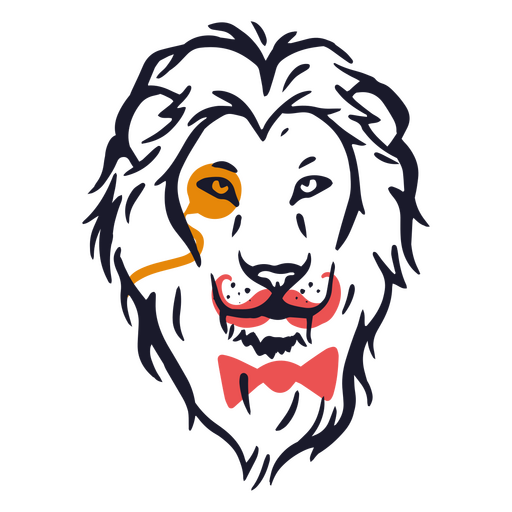 Fashion lion with a bowtie and monocle PNG Design