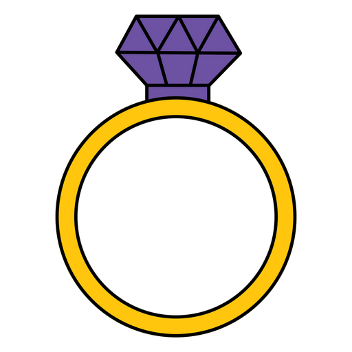 Wedding ring with a purple diamond PNG Design