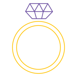 Wedding ring with big diamond PNG Design