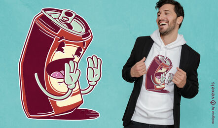 Diseño de camiseta de dibujos animados de lata de cerveza asustada