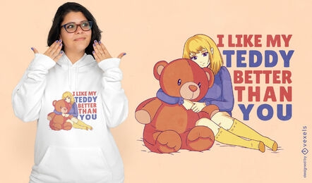Teddy melhor que você design de camiseta de anime