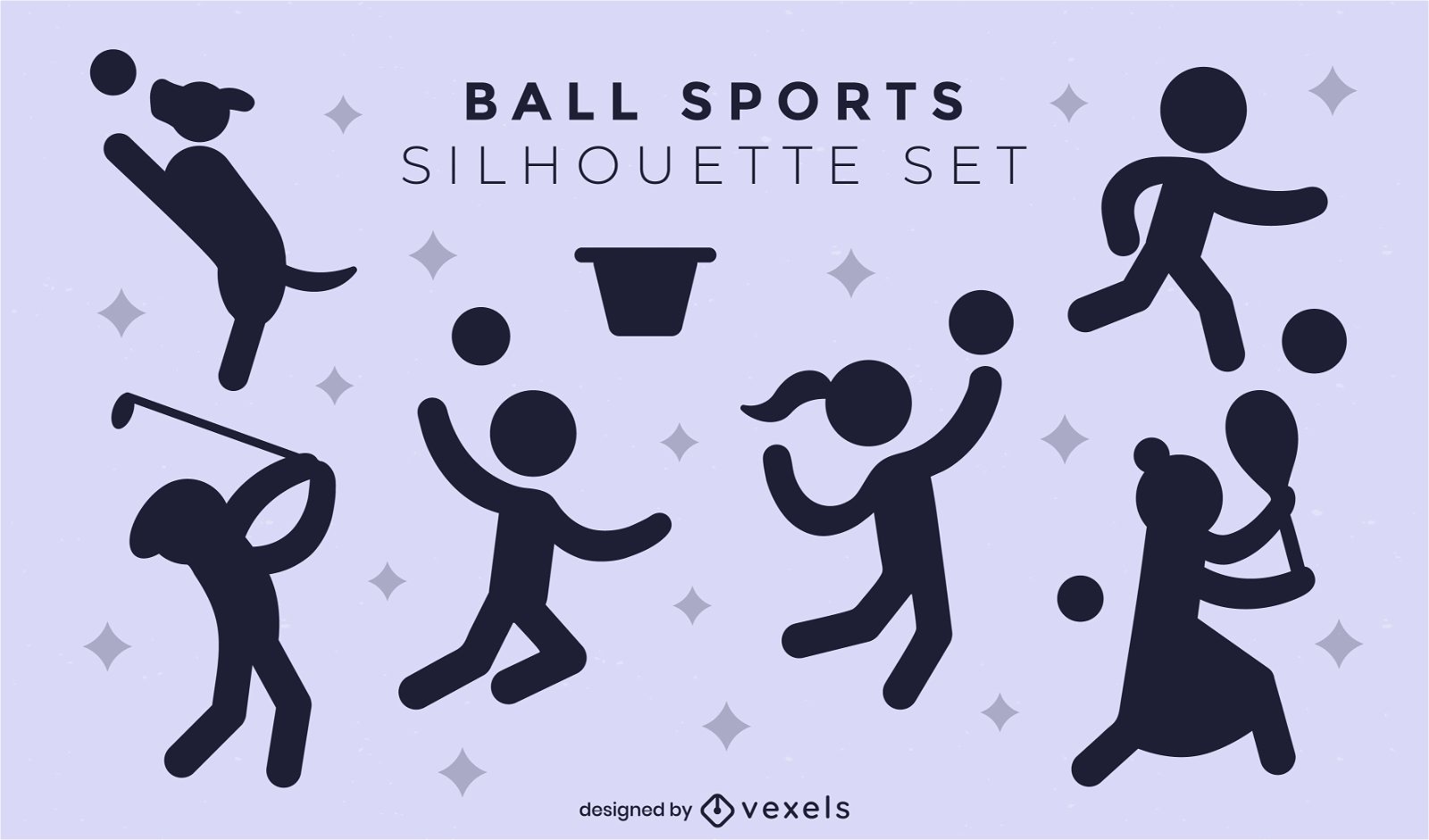 Ball sports silhouette set