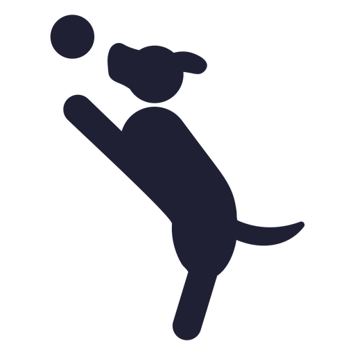 Silueta de un jugador de perros saltando Diseño PNG