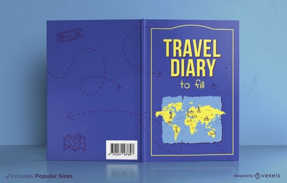 Diseño de portada de libro de diario de viaje.