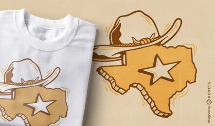 Design de camiseta de chapéu de cowboy do Texas