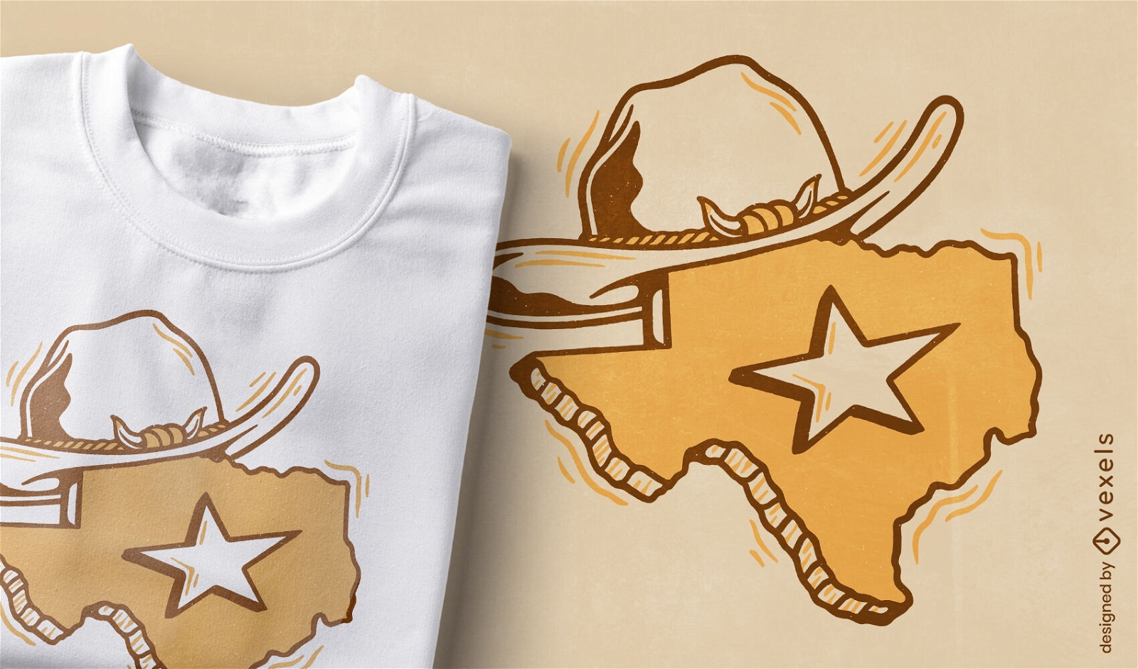 Design de camiseta de chapéu de cowboy do Texas