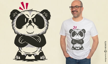 Diseño de camiseta de dibujos animados de oso panda enojado