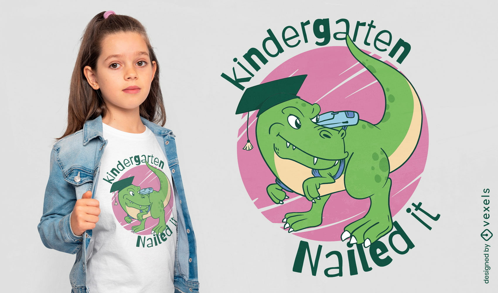 Diseño de camiseta de dibujos animados de dinosaurios de jardín de infantes