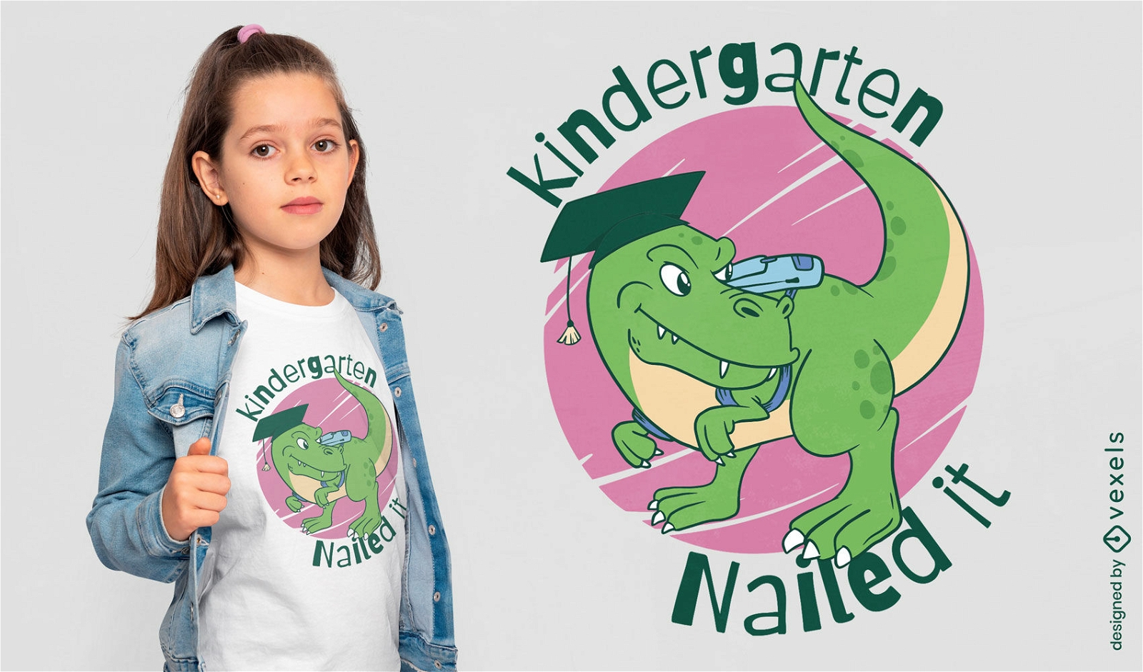 Kindergarten dinosaur cartoon t-shirt design