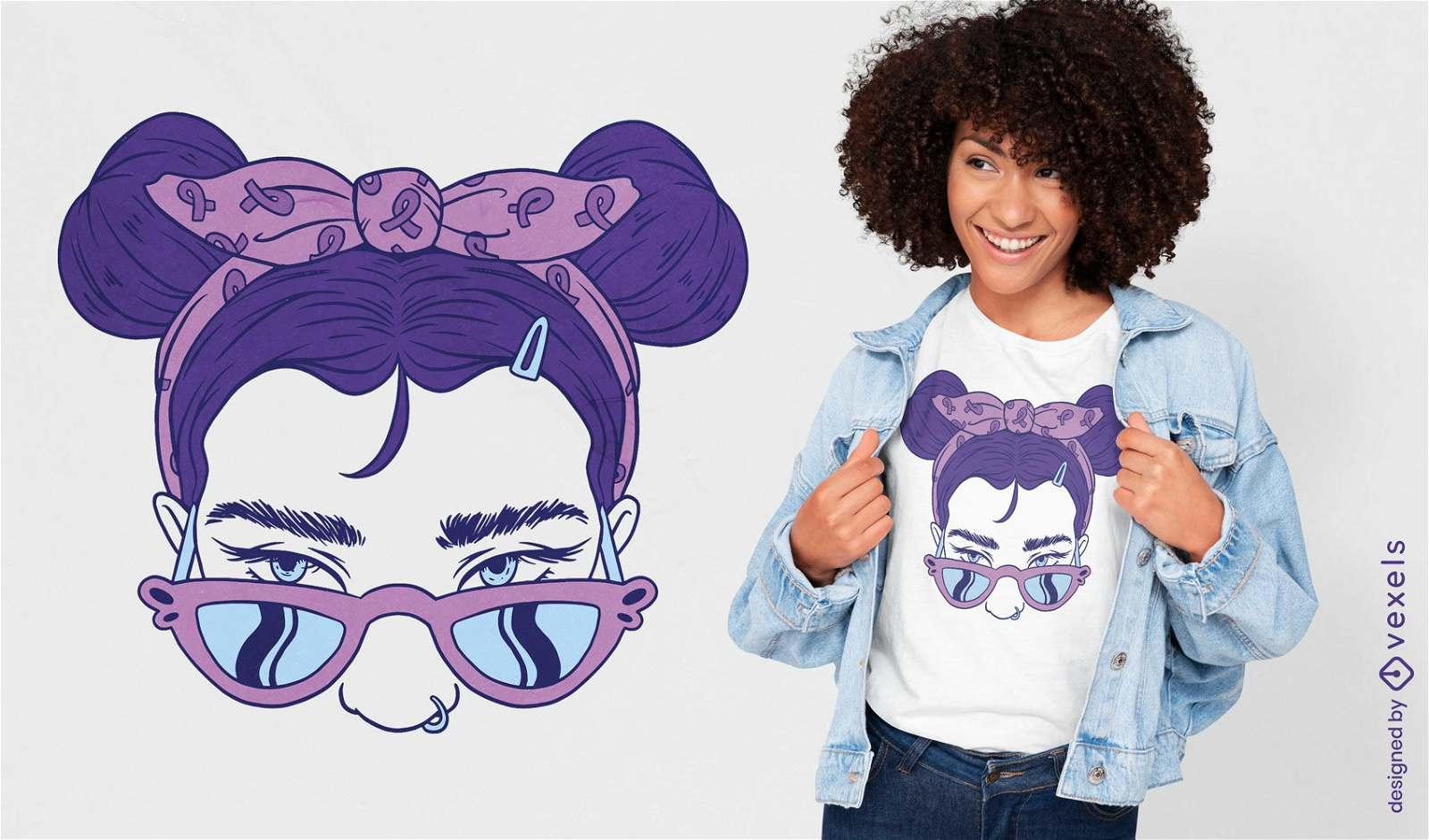 Girl with sunglasses and bandanna t-shirt design