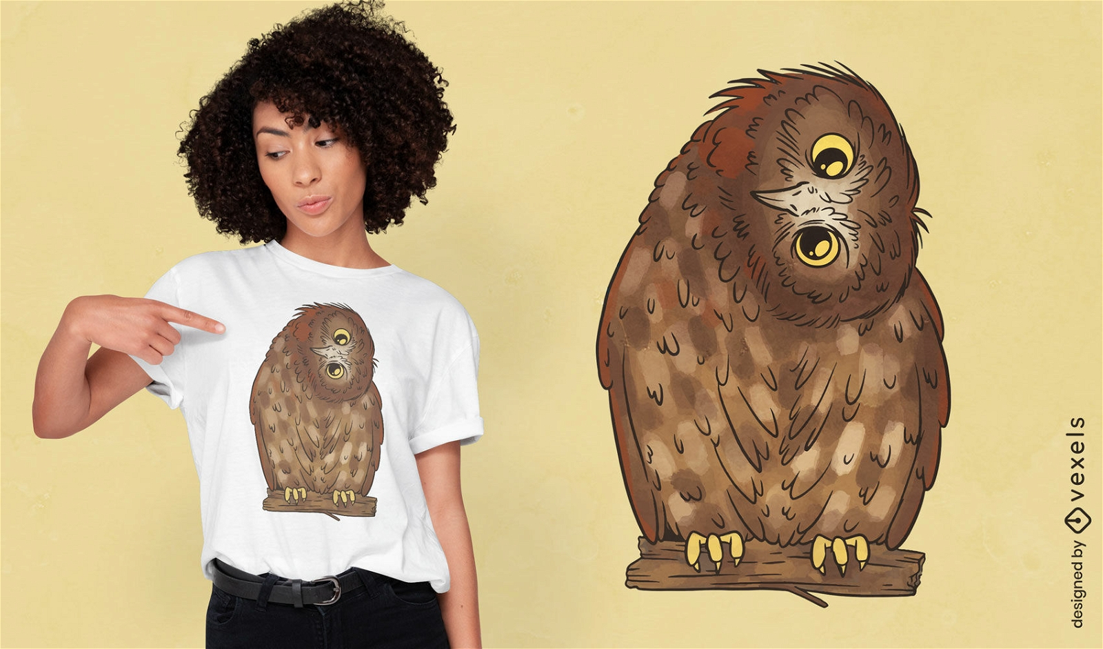 Diseño adorable de camiseta de animal de pájaro búho