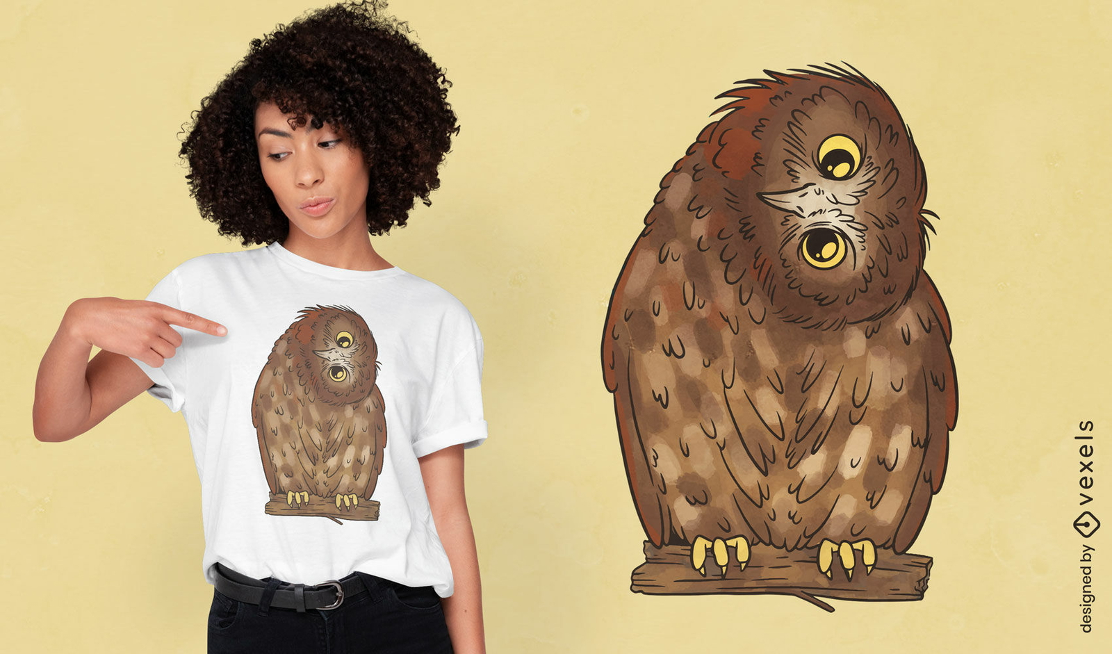 Diseño adorable de camiseta de animal de pájaro búho