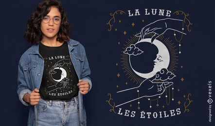 A lua as estrelas design de camiseta esotérica francesa