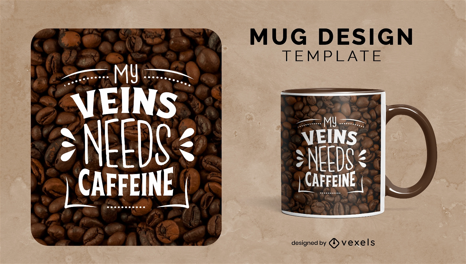 Caffeine addict lettering mug template