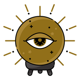Una bola de cristal que brilla con un ojo misterioso. Diseño PNG