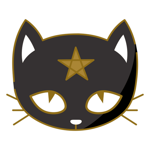 Gato preto com uma estrela na testa Desenho PNG