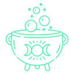 Un caldero mágico lleno de un misterioso líquido burbujeante. Diseño PNG