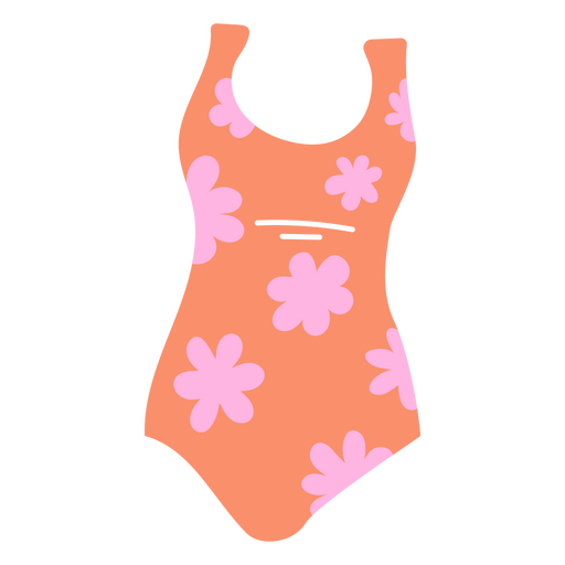 One-piece swimsuit with flower design PNG Design