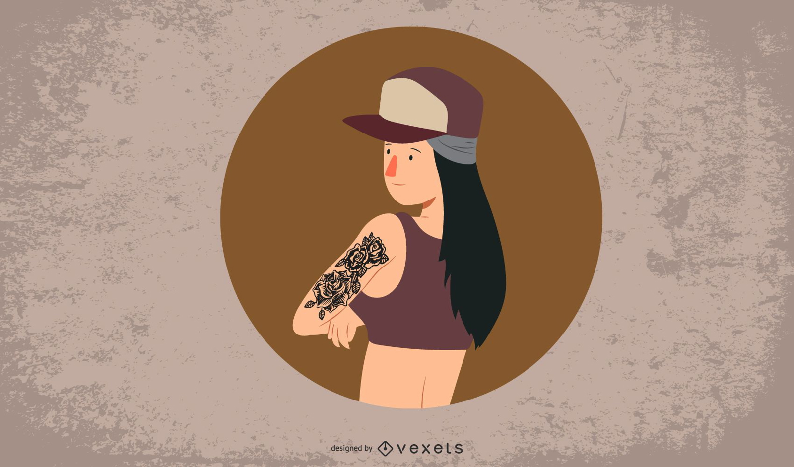 Ilustração de personagem de mulher tatuada