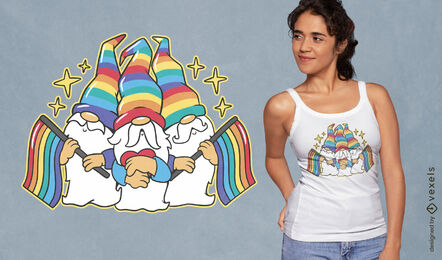 Design de camiseta dos gnomos do orgulho