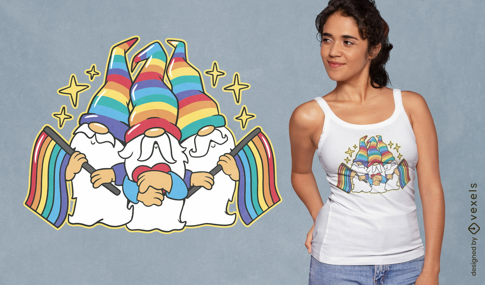 Diseño de camiseta de gnomos del orgullo