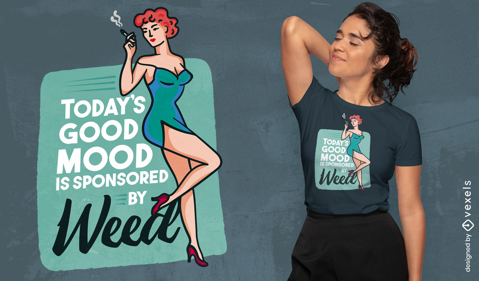 Design de camiseta com citação de garota de maconha pin-up