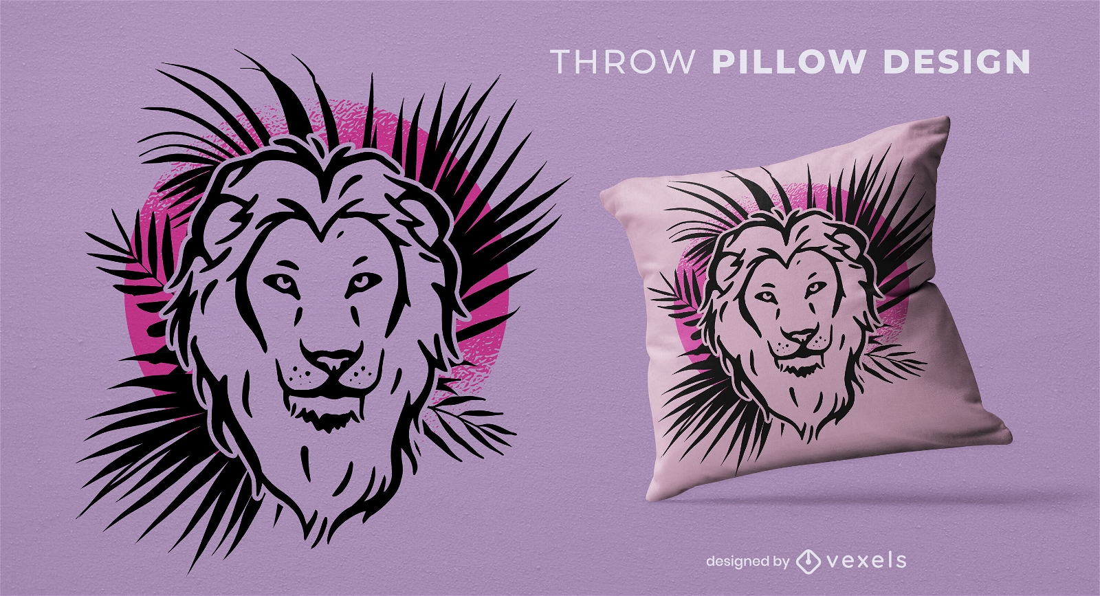Diseño de almohada de tiro de animal salvaje de león