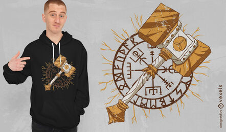 Wikingerhammer und Runen-T-Shirt-Design