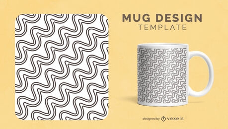Abstract twisted lines design mug template